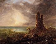 Thomas Cole Romantic Landscape with Ruined Tower oil painting on canvas